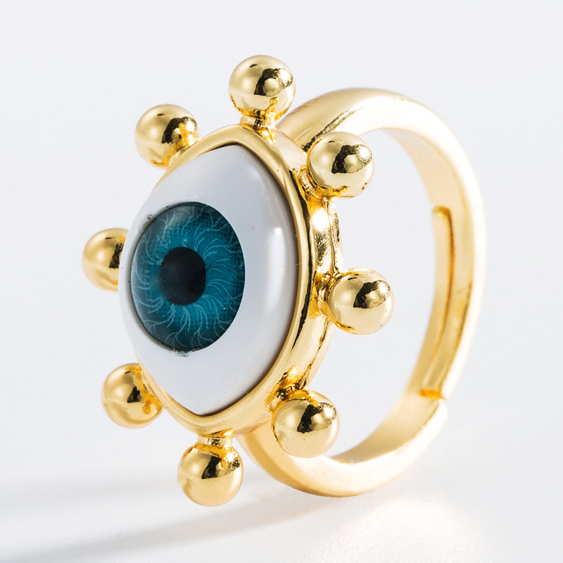 European American Evil Eye Open Ring for Women - Creative Copper Adjustable Ring