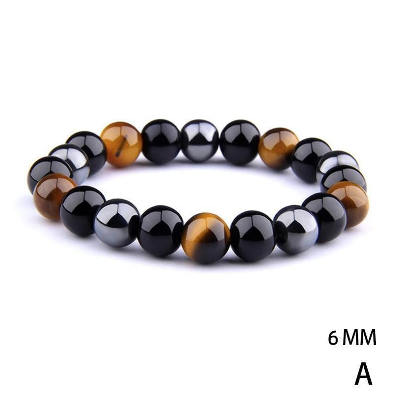 Ethnic Geometric Natural Stone Black Onyx Energy Beaded Unisex Bracelet 6/8/10mm