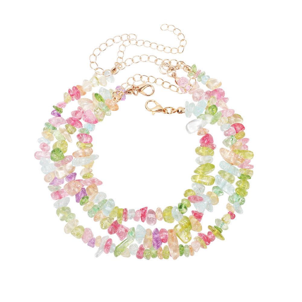 Simple Style Natural Stone Jewelry Set - Bracelet, Anklet, Necklace