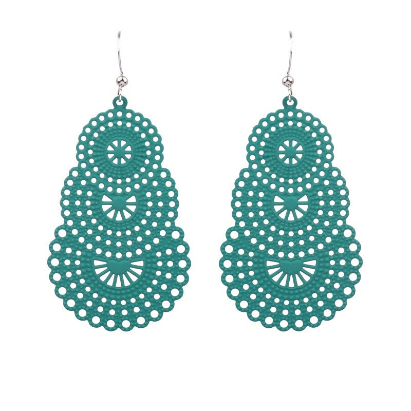 Bohemian Gourd Geometric Hollow Out Colorful Drop Earrings for Women