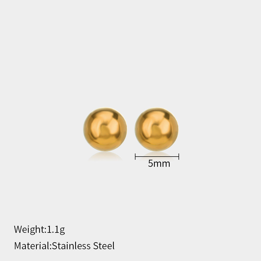 Minimalist Stainless Steel Ball Stud Earrings for Women - 1mm/4mm Round Bead Design