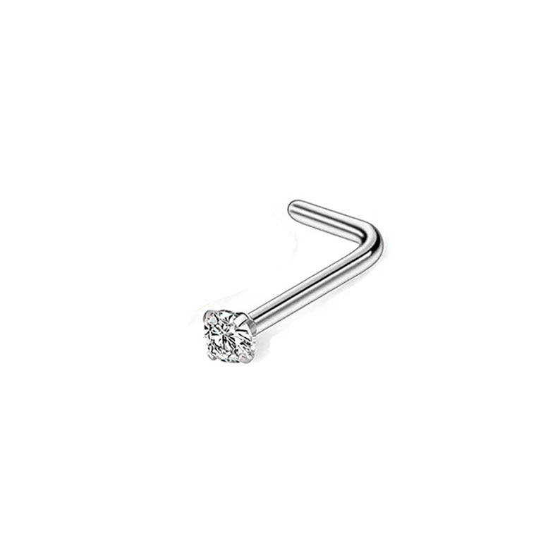 Simple Style Stainless Steel Zircon Inlay Nose Stud Piercing Jewelry