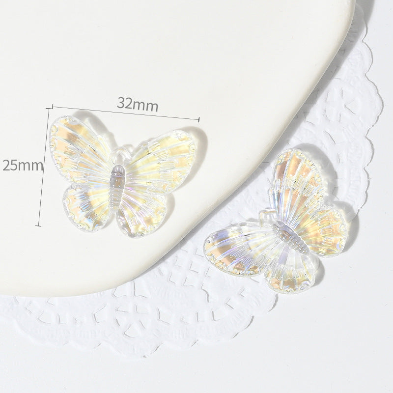Sweet Heart Butterfly Acrylic Drop Earrings with Colorful Resin Accents
