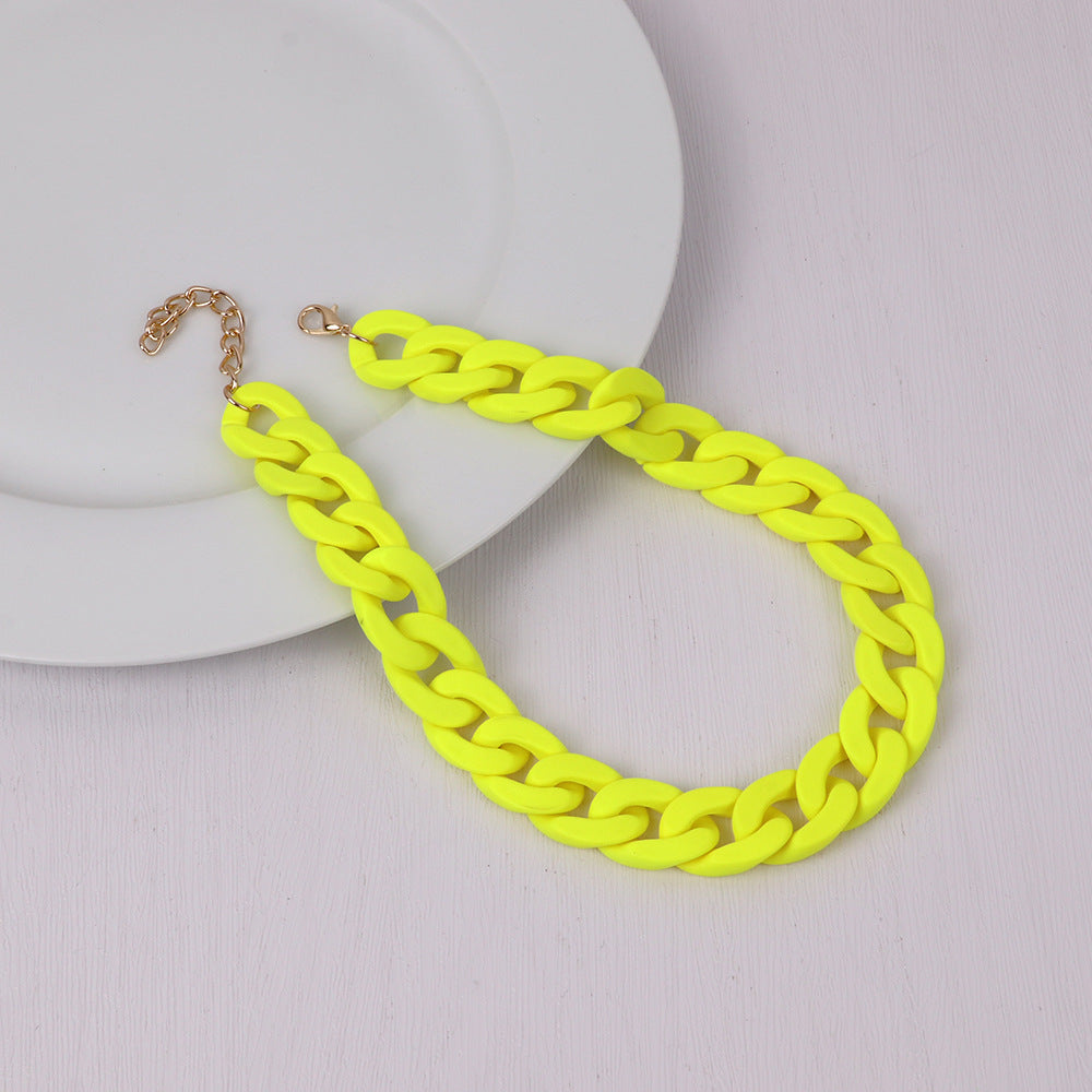 Fashion Acrylic Patchwork Rainbow Chain Necklace for Women
