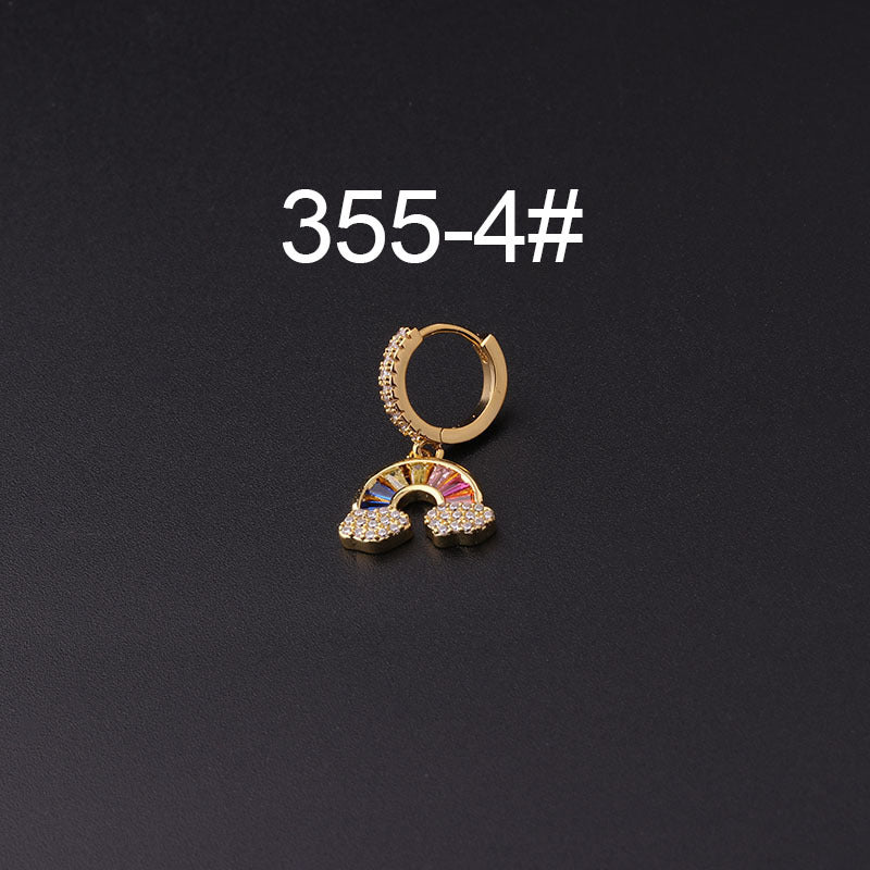 Gold Plated Geometric Zircon Star Drop Earrings