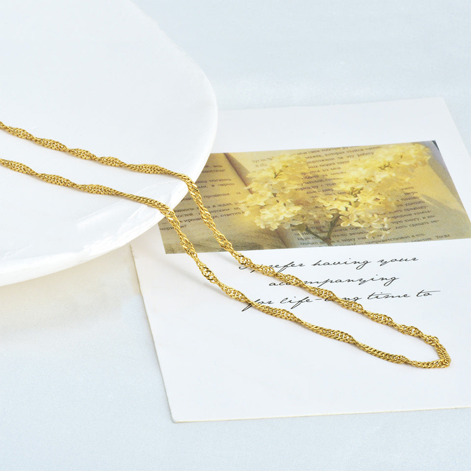 Simple Geometric Titanium Steel 18K Gold Plated Necklace