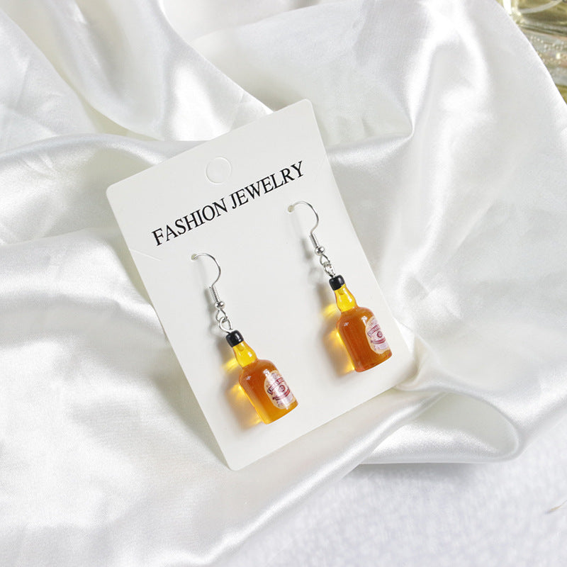 Retro Bottle Resin Drop Earrings for Women - Colorful Statement Jewelry