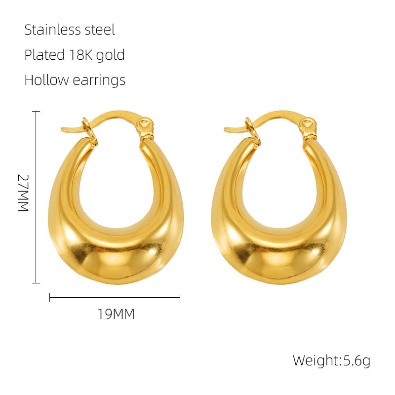 1 Pair Retro 18K Gold Plated Stainless Steel Hollow Polished Earrings