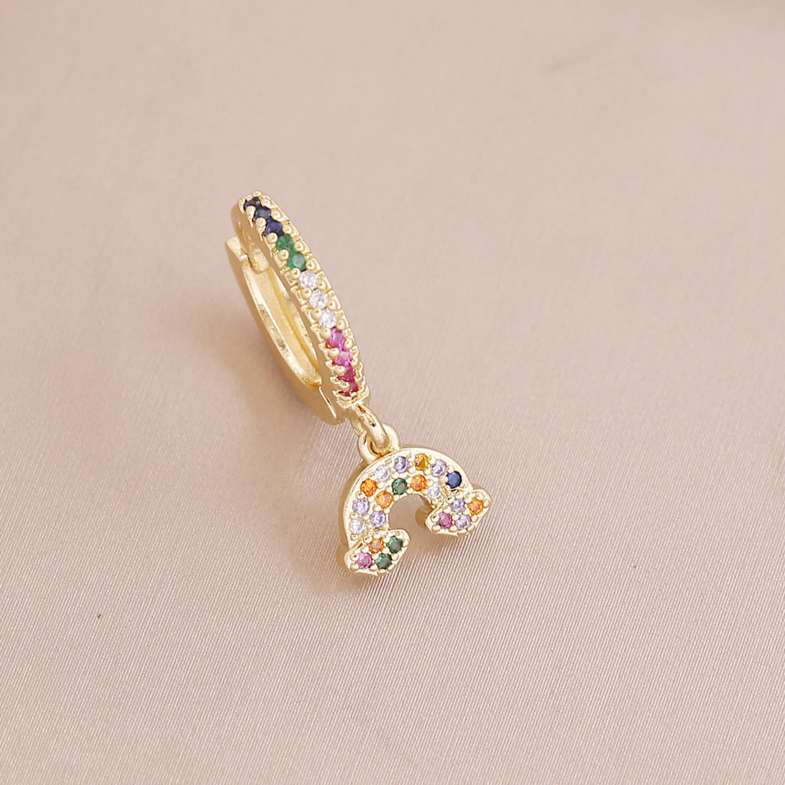 Hot Style Copper Micro-inlaid Color Zirconium Ear Clip 18k Gold Plated Statement Earrings