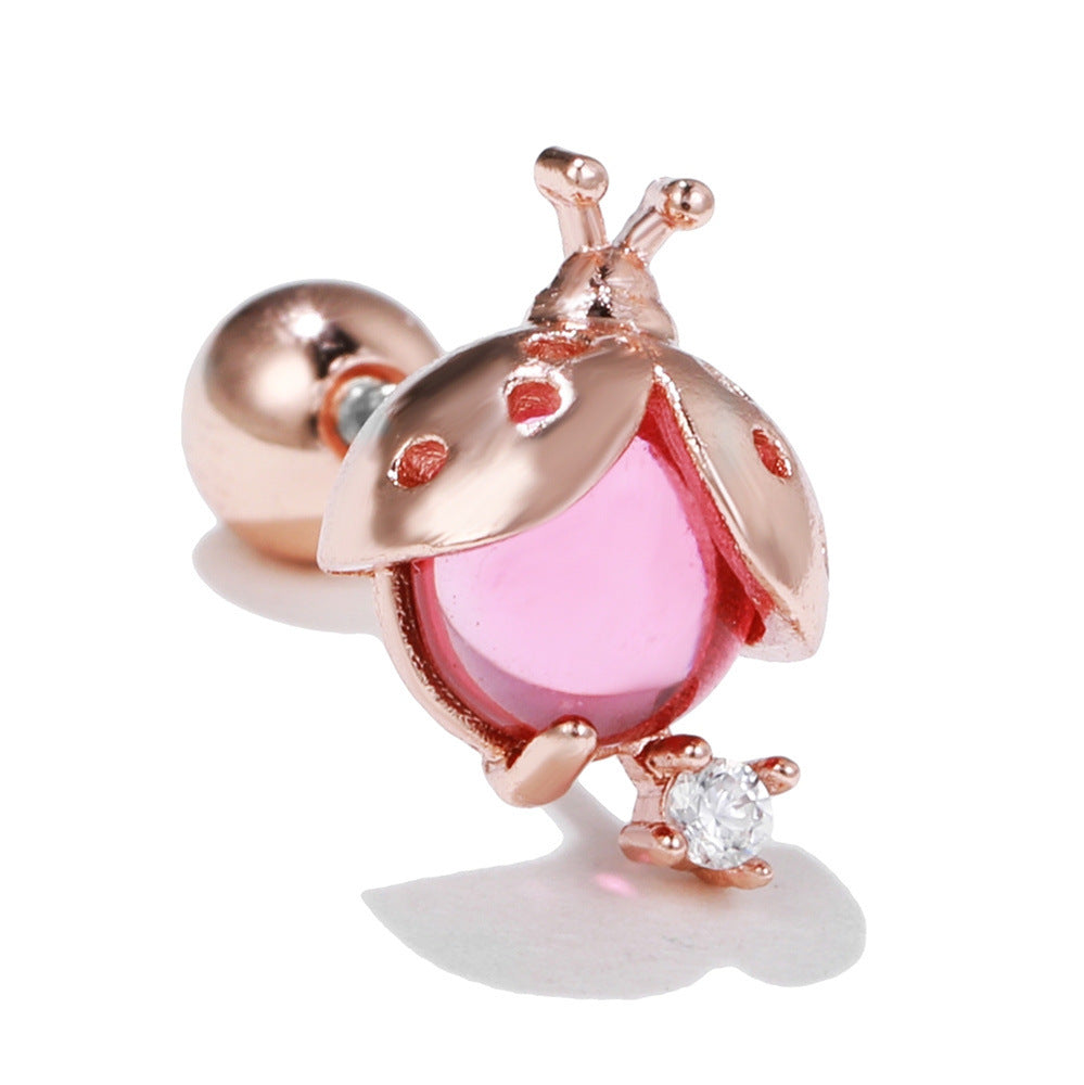 Dragonfly Insect Ear Bone Piercing Screw Ball Stud Earrings