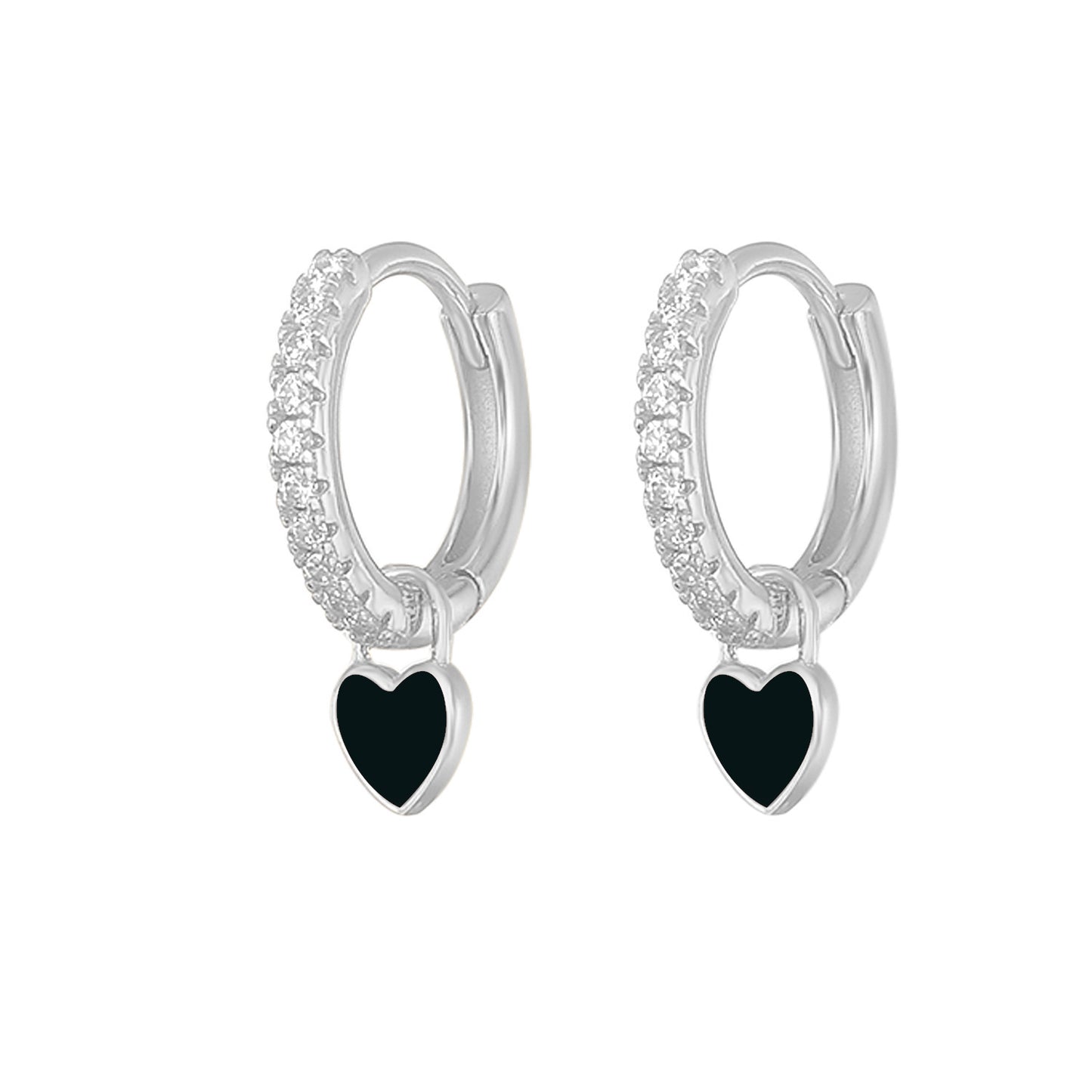 1 Pair Elegant Heart Shape Sterling Silver Zircon Earrings