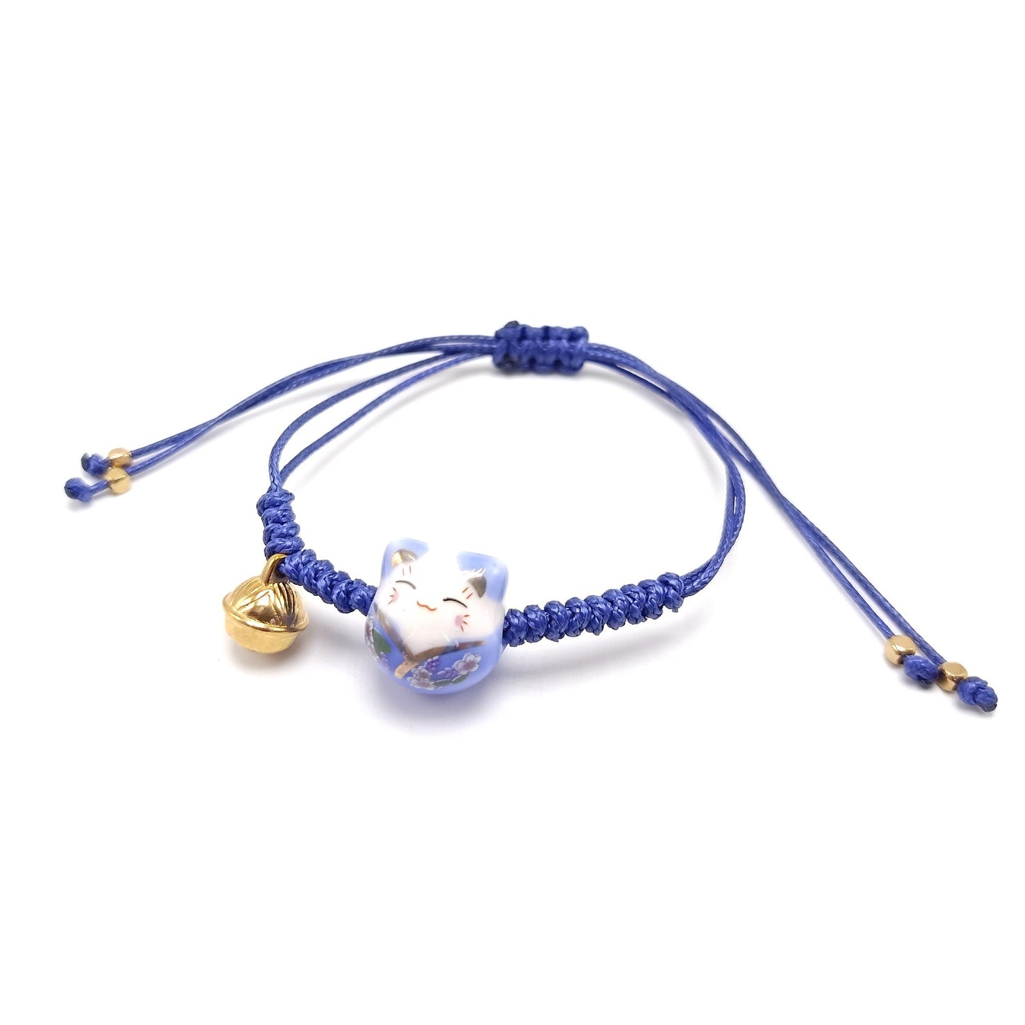 Korean Fashion Ceramic Lucky Cat Adjustable Weaving Bracelet for Women