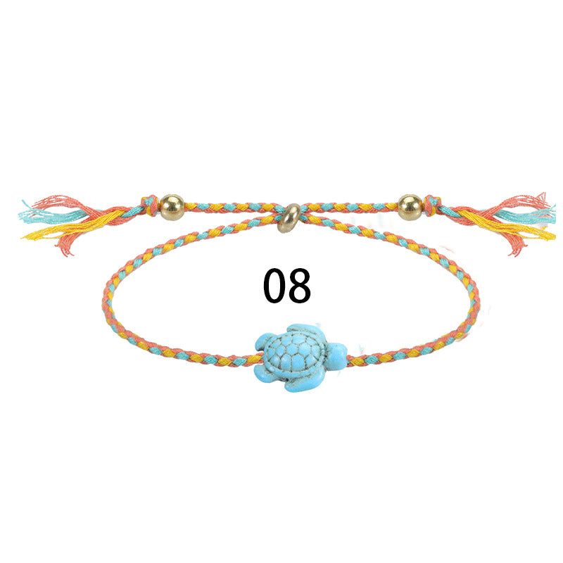 Bohemian Turtle Anklet and Bracelet Set - Multicolor Beach Surf Style