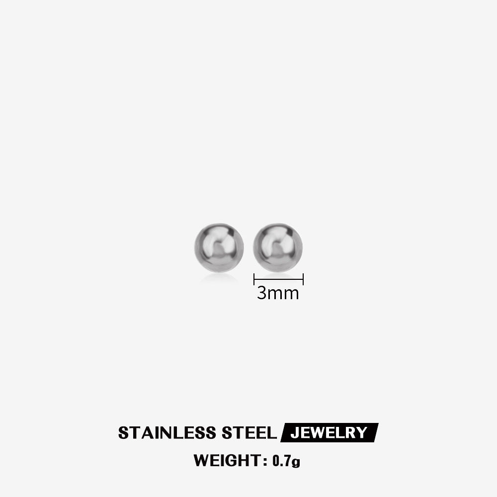 Simple Round Stainless Steel Stud Earrings for Women