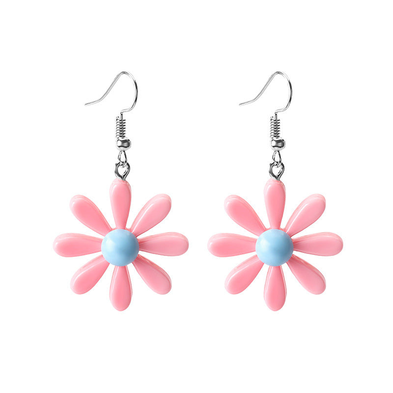 Sweet Daisy Resin Flower Drop Earrings for Women