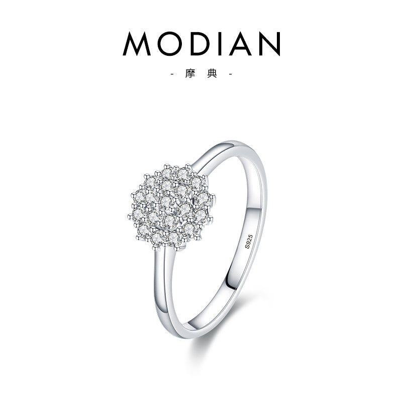 Elegant Zircon Inlay Rhodium Plated S925 Minimalist Ring