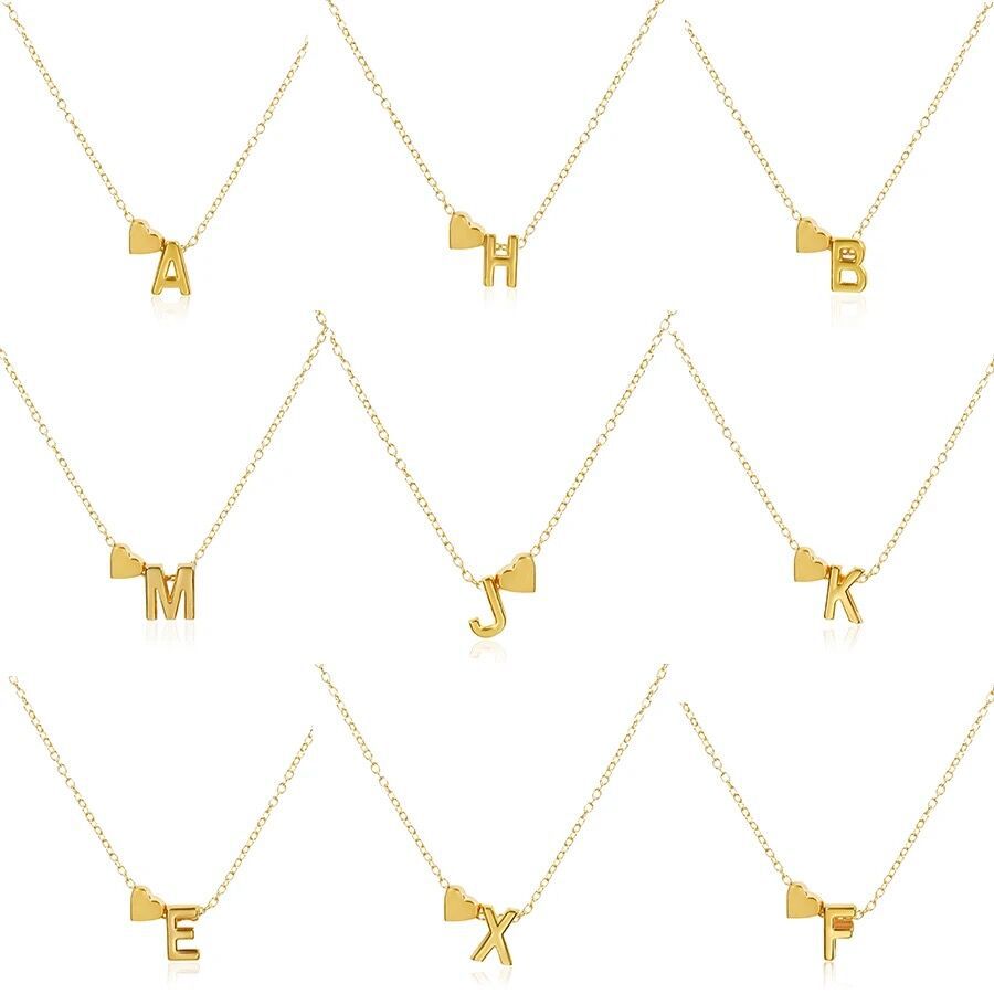 Fashion Heart Alphabet Pendant Necklace - Minimalist Copper Plated Design