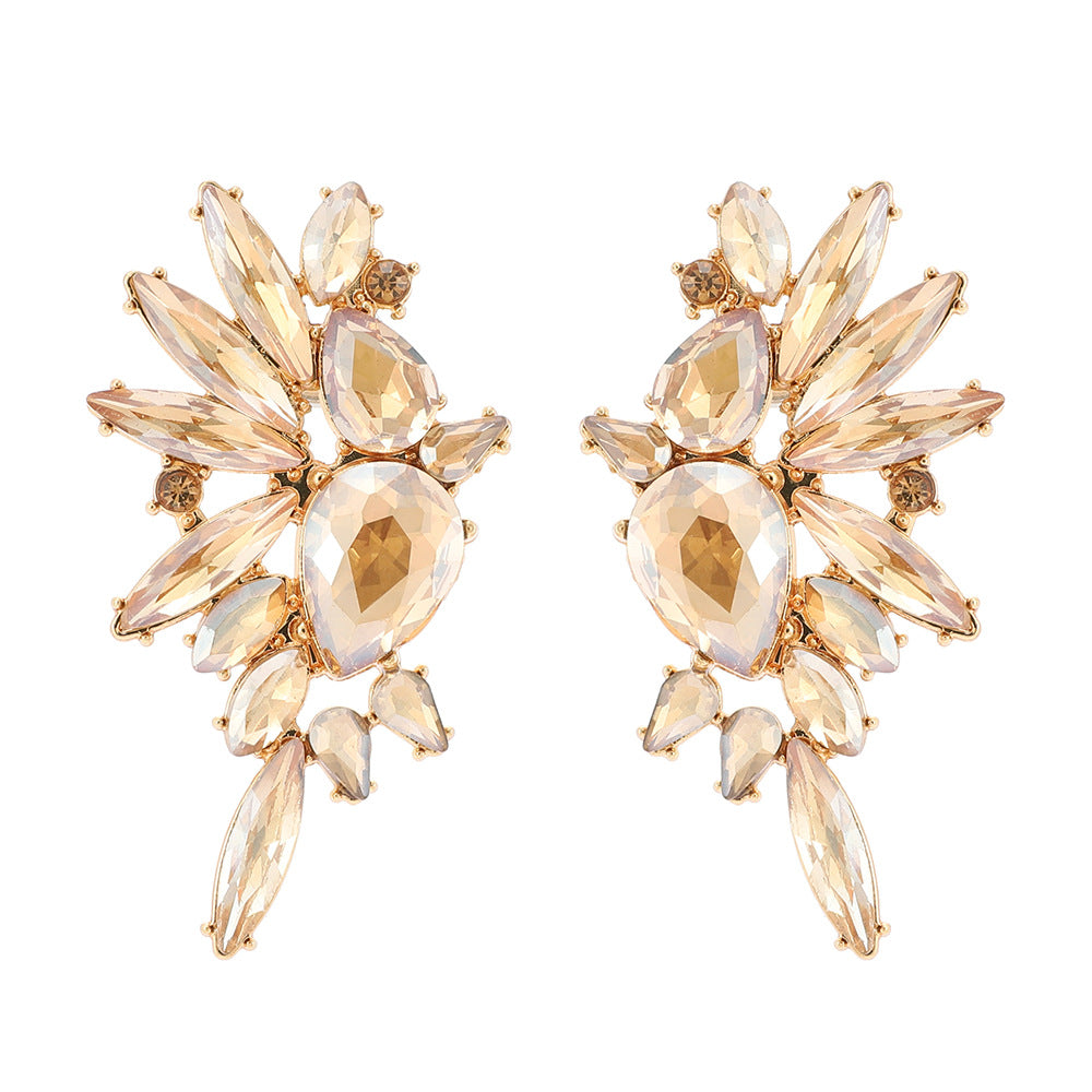 Retro Luxurious Rhinestone Wing Stud Earrings