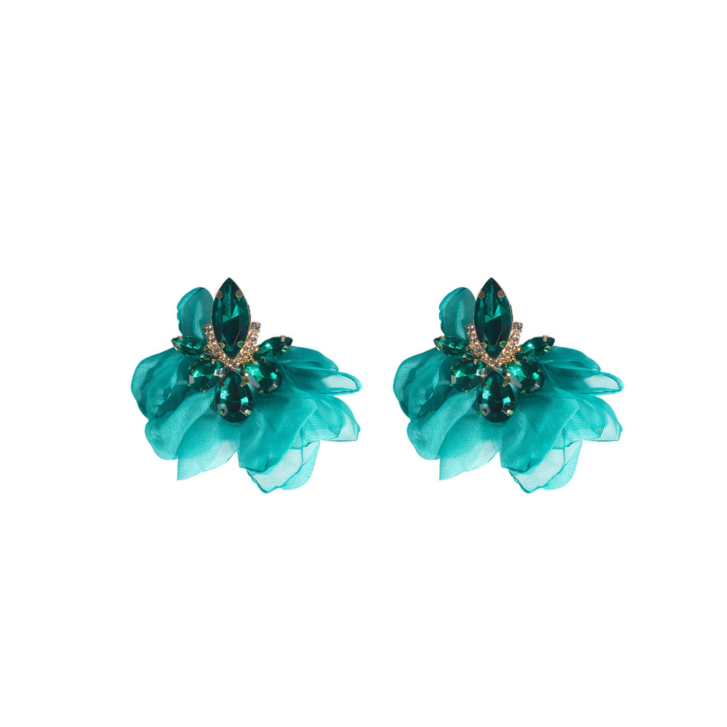 Fashion Rhinestone Inlay Floral Drop Earrings