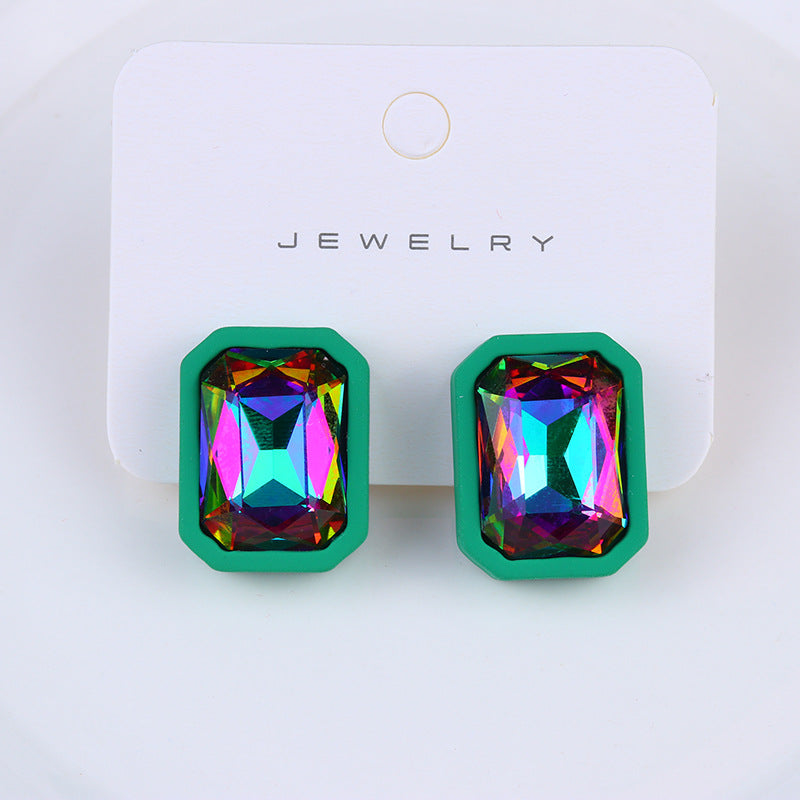 Retro Geometric Acrylic Glass Inlay Women's Earrings