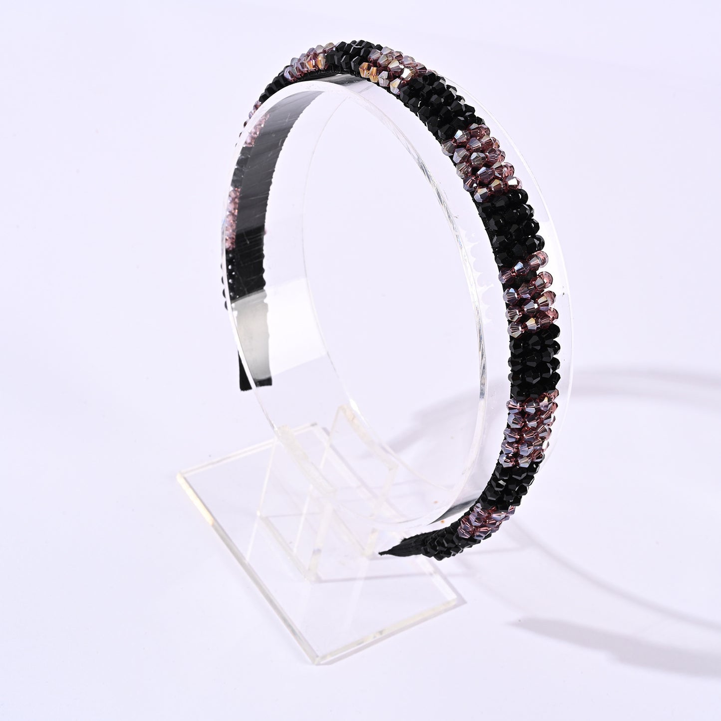 Retro Baroque Crystal Hair Band with Mixed Colors and Stripes