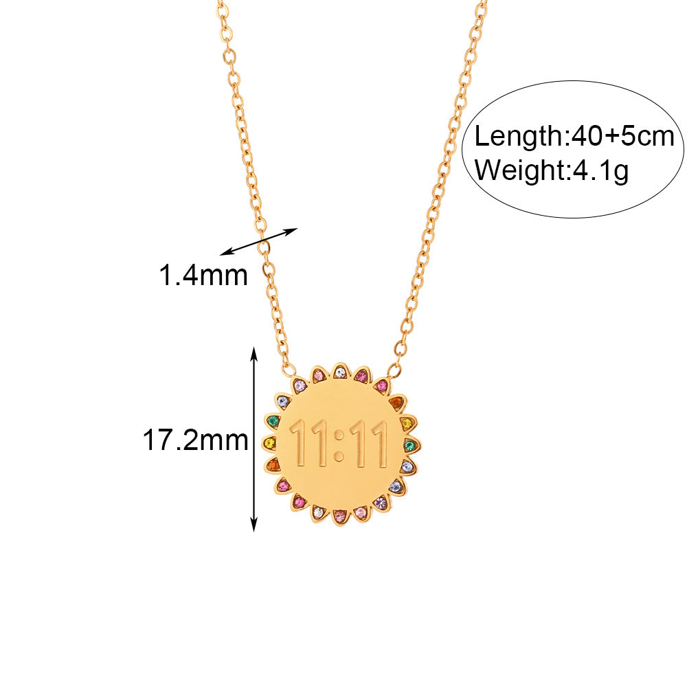 Vintage Color Block Zircon Inlay 18K Gold Plated Stainless Steel Jewelry Set