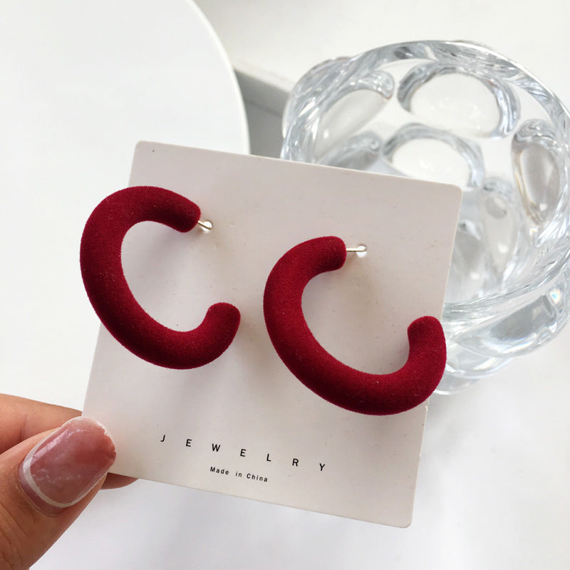 Fashion Wine Red Geometric Vintage Earrings with S925 Silver Needle