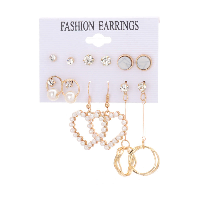 Bohemian Moon Triangle Tassel Earrings Set - 6 Pairs Fashion Statement Jewelry