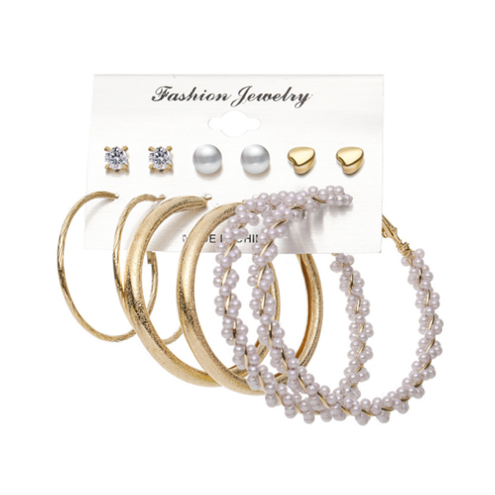 Fashion Heart & Butterfly Metal Chain Earrings Set - 15 Pieces