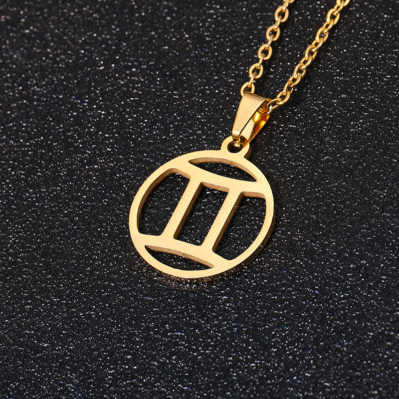 Simple Style Zodiac Stainless Steel Necklace