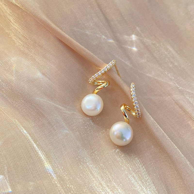 Simple Geometric Alloy and S925 Silver Pearl Rhinestone Earrings for Women