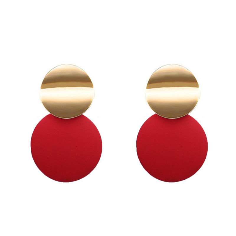 Retro Geometric Circle Metal Stud Earrings