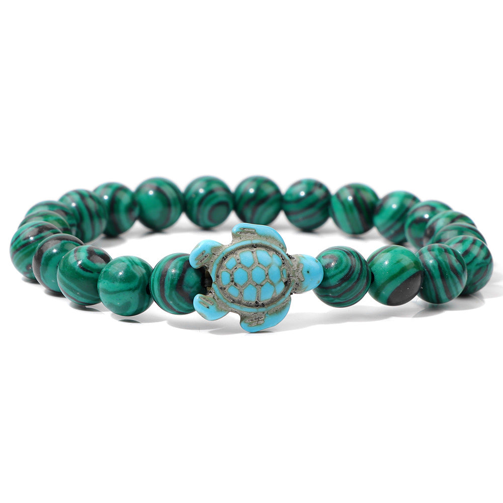 Retro Tortoise Agate and Natural Stone Beaded Bracelet