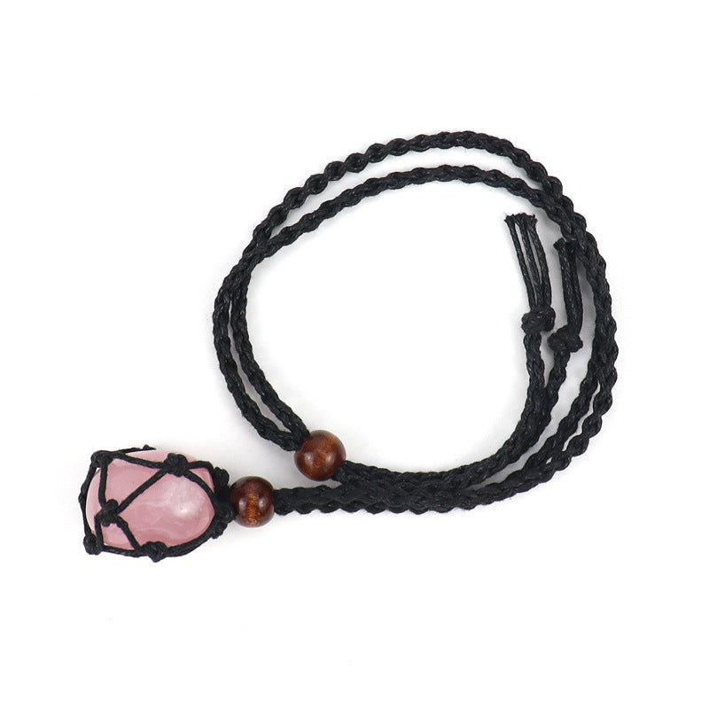 Ethnic Geometric Crystal Natural Stone Adjustable Pendant Necklace