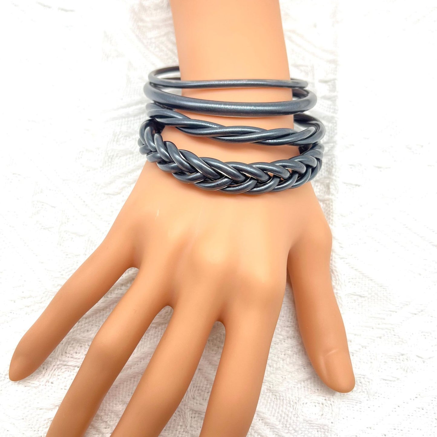 Simple Style Unisex Silica Gel Braided Bangle Bracelet