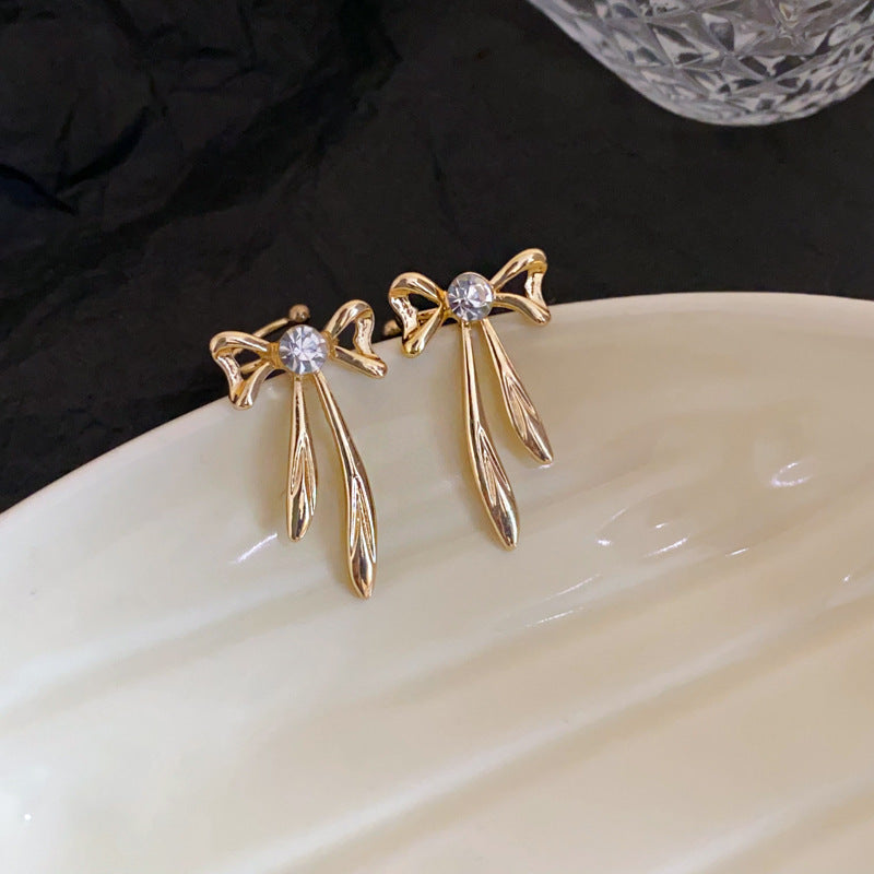 Elegant Bow Knot Diamond Ear Cuffs - Versatile Alloy Ear Clips