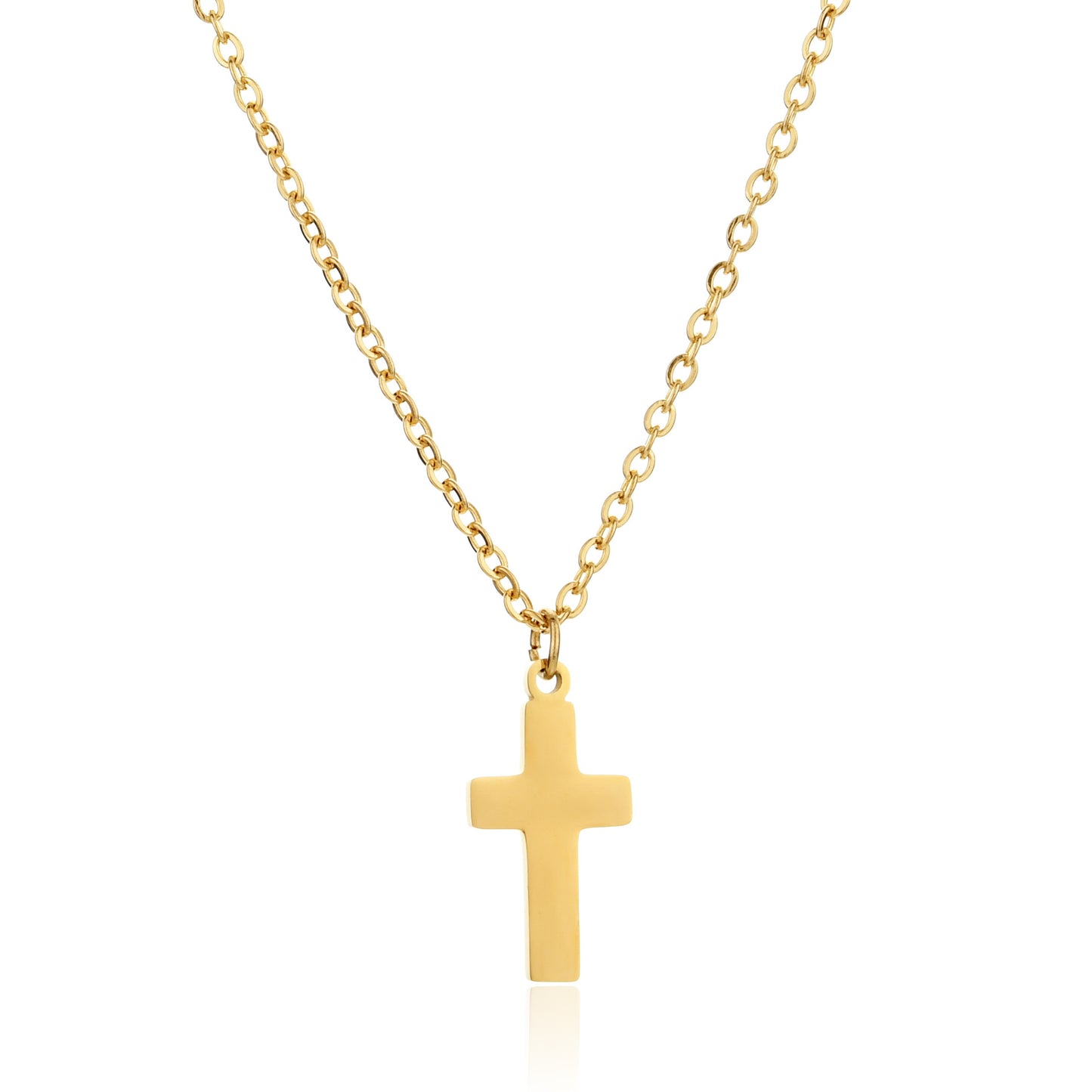 Fashion Cross 18k Gold Plated Stainless Steel Pendant Necklace for Women