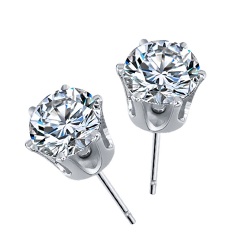 Simple Geometric Zircon Stud Earrings Set - 5 Pairs