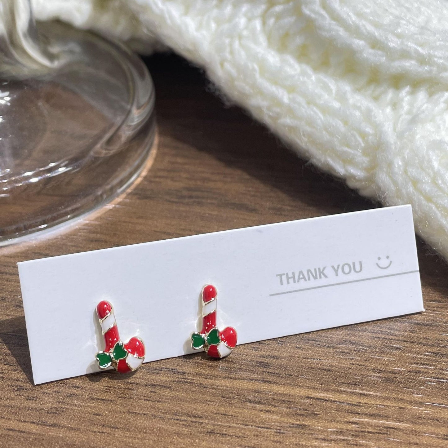Fashion Christmas Santa Claus and Reindeer Enamel Stud Earrings for Women