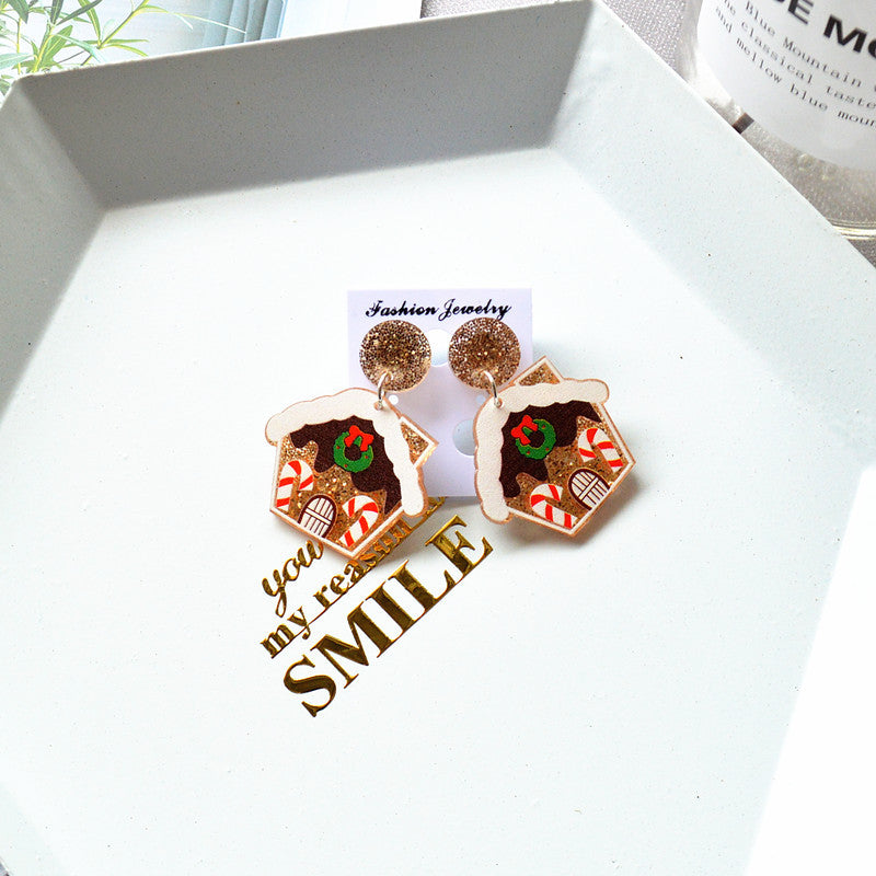 Christmas Snowman Acrylic Drop Earrings for Women