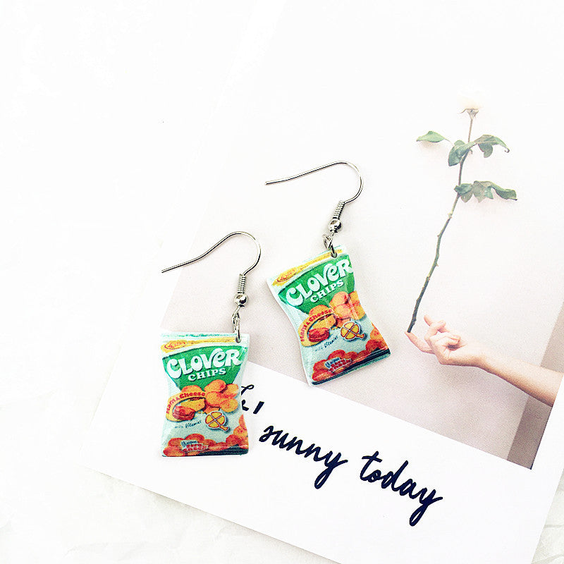 1 Pair Novelty Food Resin Women's Drop Earrings - Creative Handmade Fun Snack Dangle Jewelry