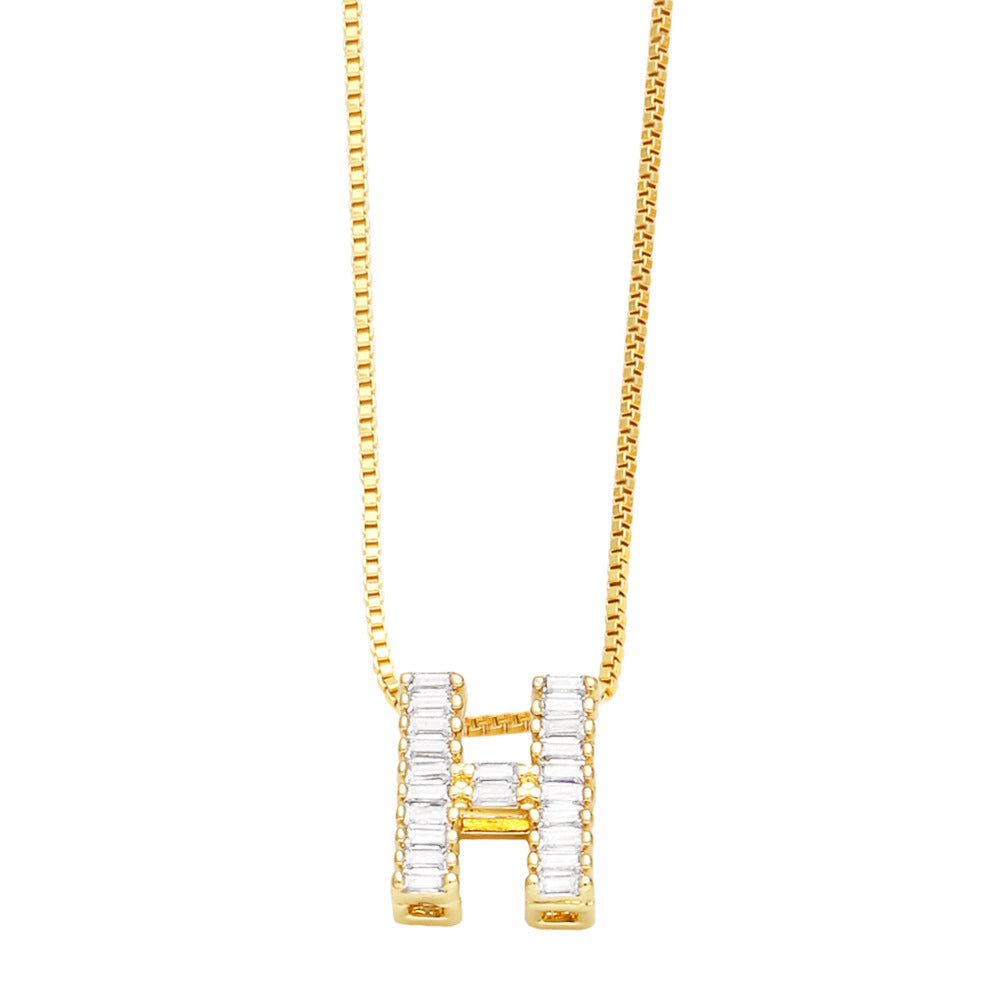 18K Gold Plated Zircon Letter Pendant Necklace