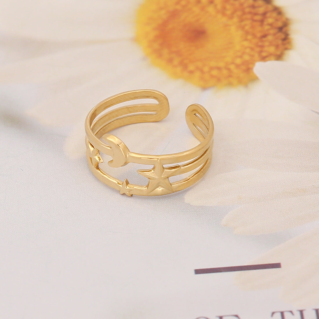 Geometric Snake Design Stainless Steel Open Ring for Women