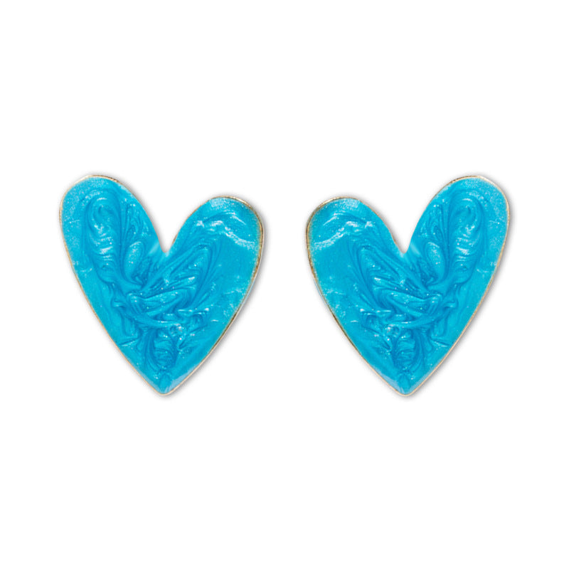Gold-Plated Quicksand Texture Heart Drop Glazed Earrings for Women