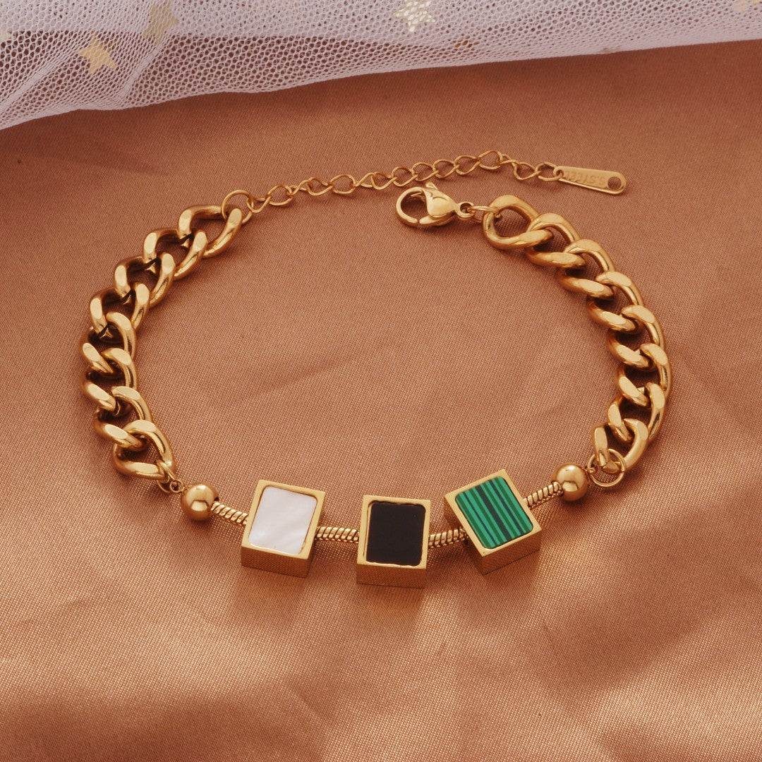 Simple Style Roman Heart Pearl Stainless Steel Bracelet