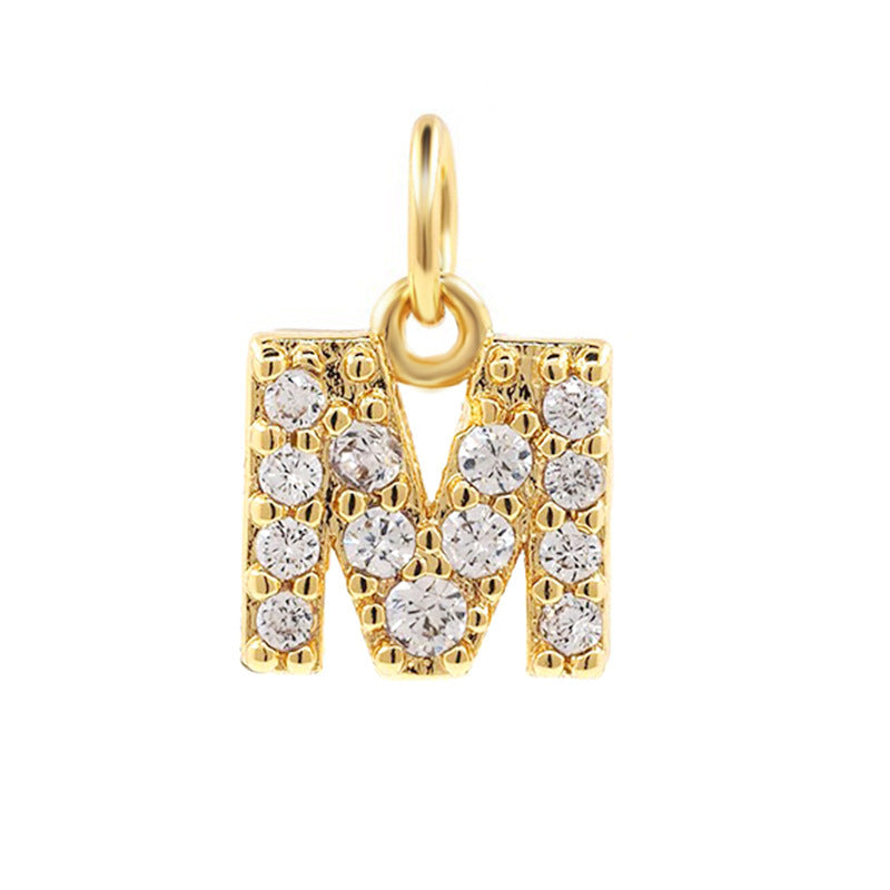 Bohemian 18K Gold Plated Alphabet Necklace with Zircon Charms