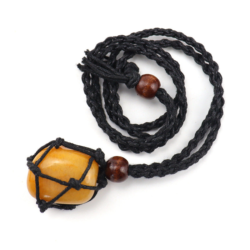 Ethnic Geometric Crystal Natural Stone Adjustable Pendant Necklace