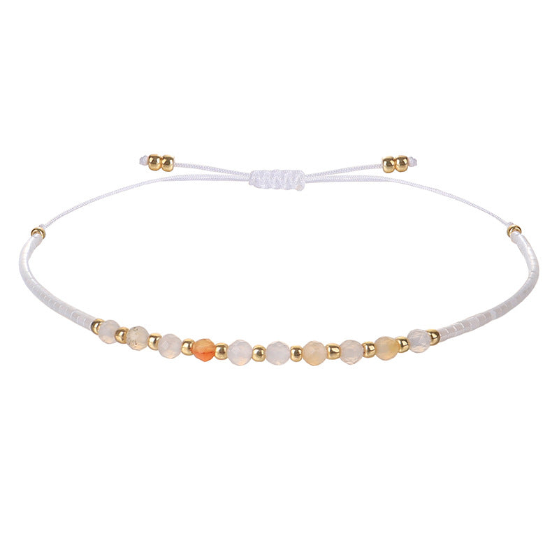 Simple Style 2mm Faceted Stone Bead Handmade Bracelet