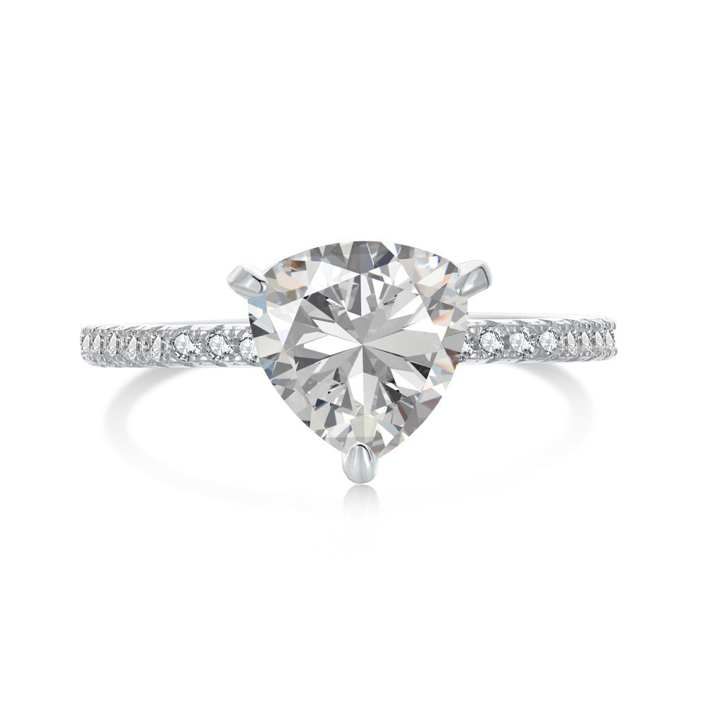 Simple Style S925 Sterling Silver Zircon Triangle Ring