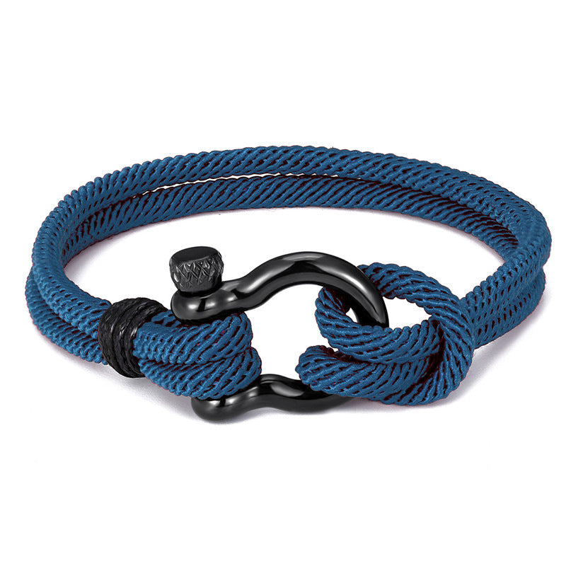 Stainless Steel Braided Men's Bracelet with Horseshoe Clasp